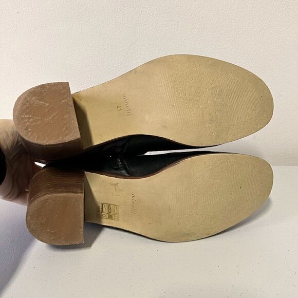 CLEARANCE - Minelli Black Leather Sherpa Lined Block Heel Ankle Boots - Picture 5 of 7